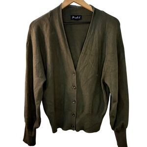 Marled Olive Green Button Front Cardigan Sweater Women's Size L 0184